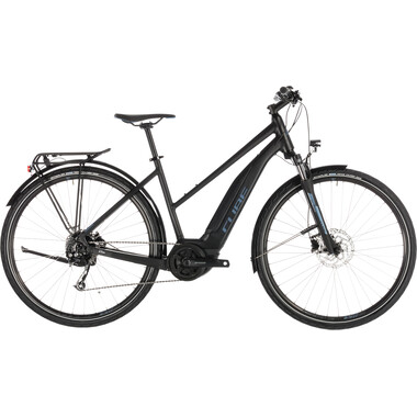 Bicicleta de viaje eléctrica CUBE TOURING HYBRID ONE 400 TRAPEZ Mujer Negro 2019 0